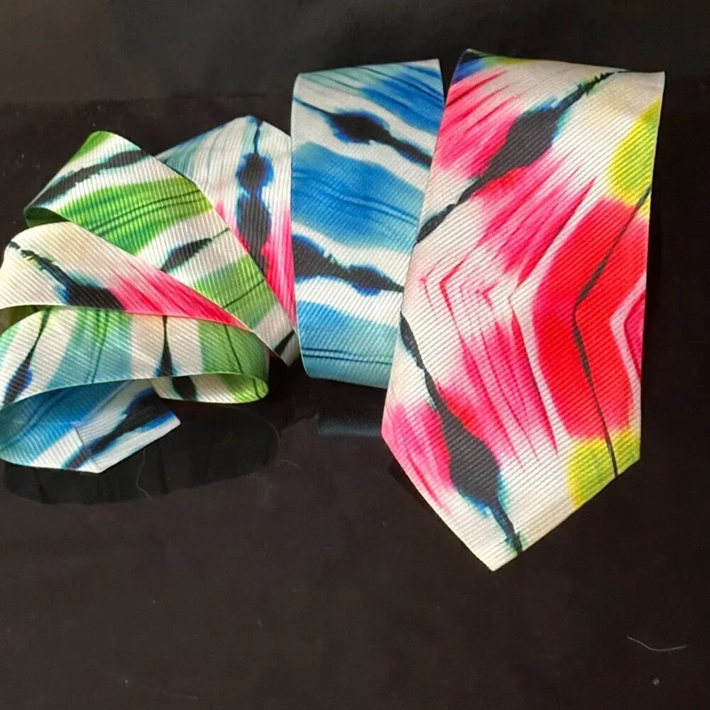 Psychedelic Rainbow Menswear Necktie Tie Neckwear Tie Dye Tied Dyed Hippie Rave